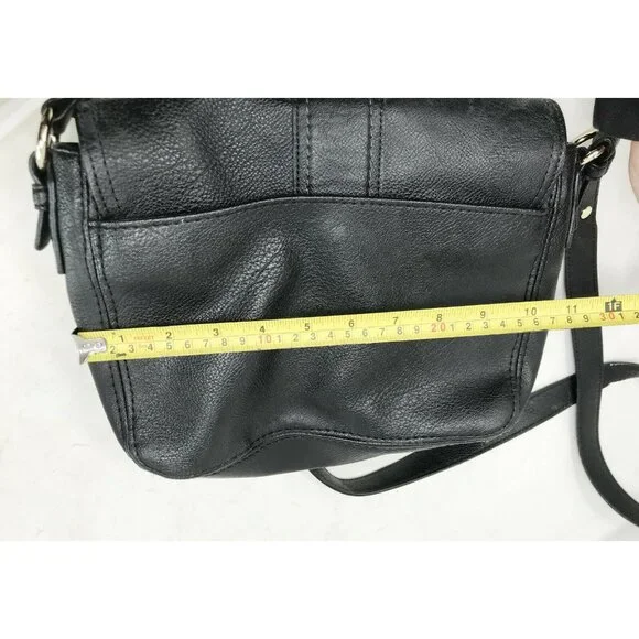 LIZ CLAIBORNE Black Faux Leather Crossbody Bag w Large Front Buckle - Picture 10 of 12